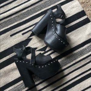 Studded Faux Leather Platform Sandals